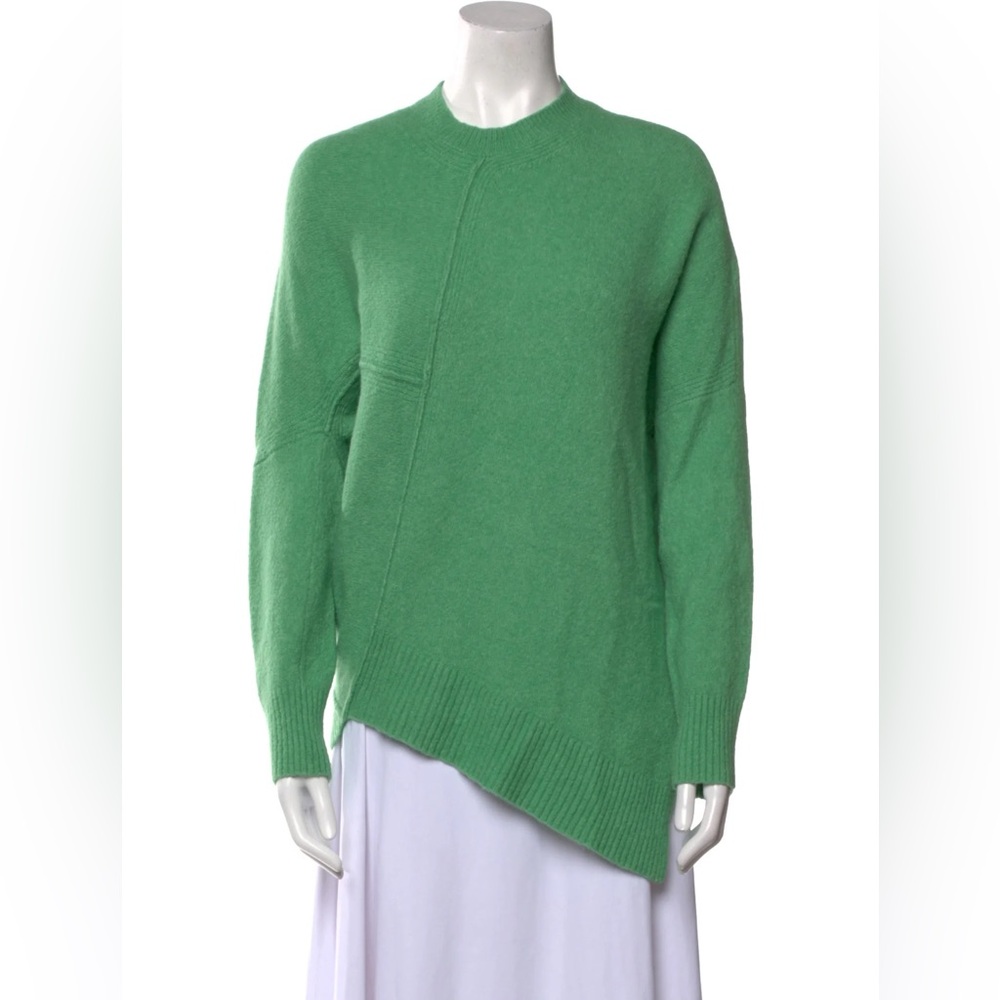 AllSaints Yak Wool Lagenlook Asymmetric Crewneck Lightweight Green Sweater M